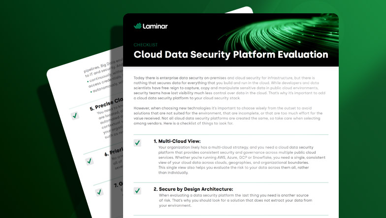 Data Sheet: Checklist Cloud Data Security Platform Evaluation - Laminar Security